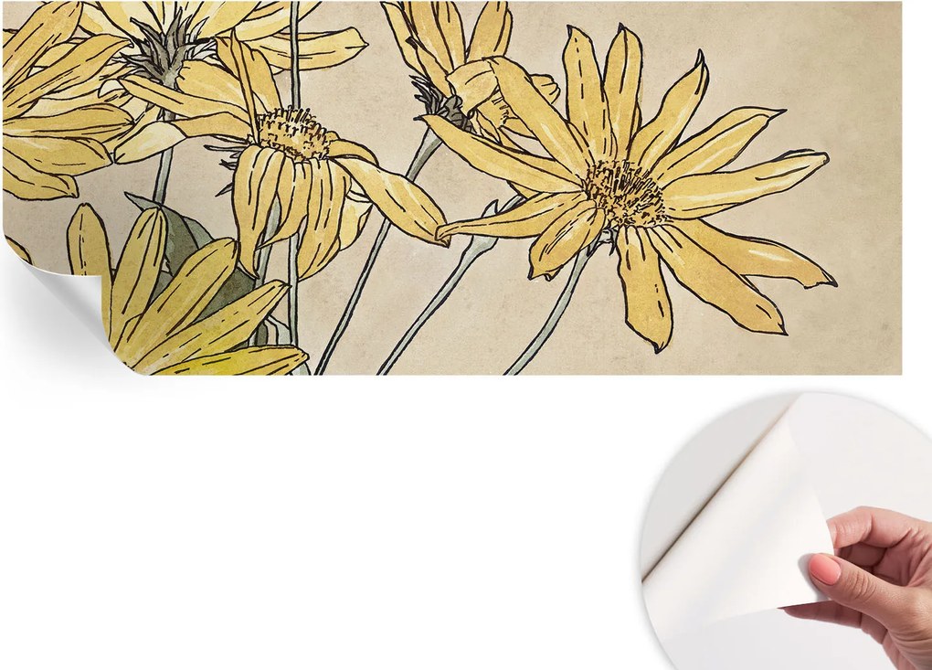 Öntapadós fotótapéta Konyha Mosható Virágok akvarell 250x104 cm