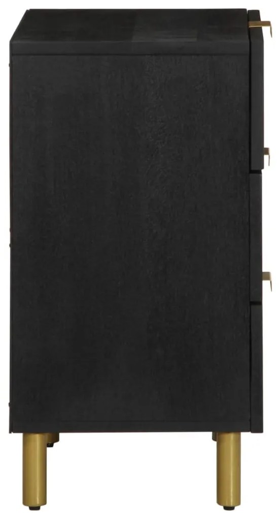 Fekete tömör szerelt fa éjjeliszekrény 50 x 33 x 62 cm