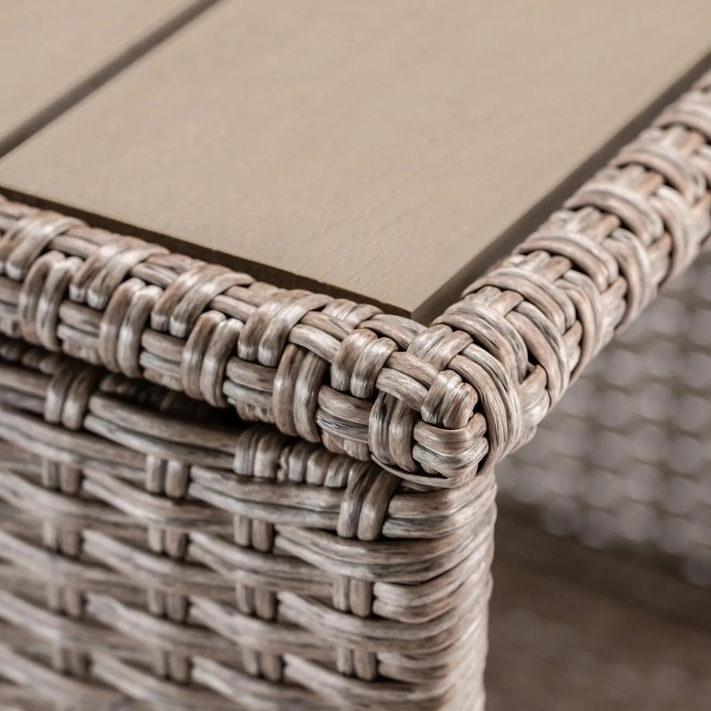 Casaria® Vedis polyrattan asztalka 45x45x40 cm - bézs