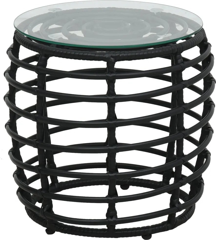 vidaXL 3-darabos fekete polyrattan bisztrószett