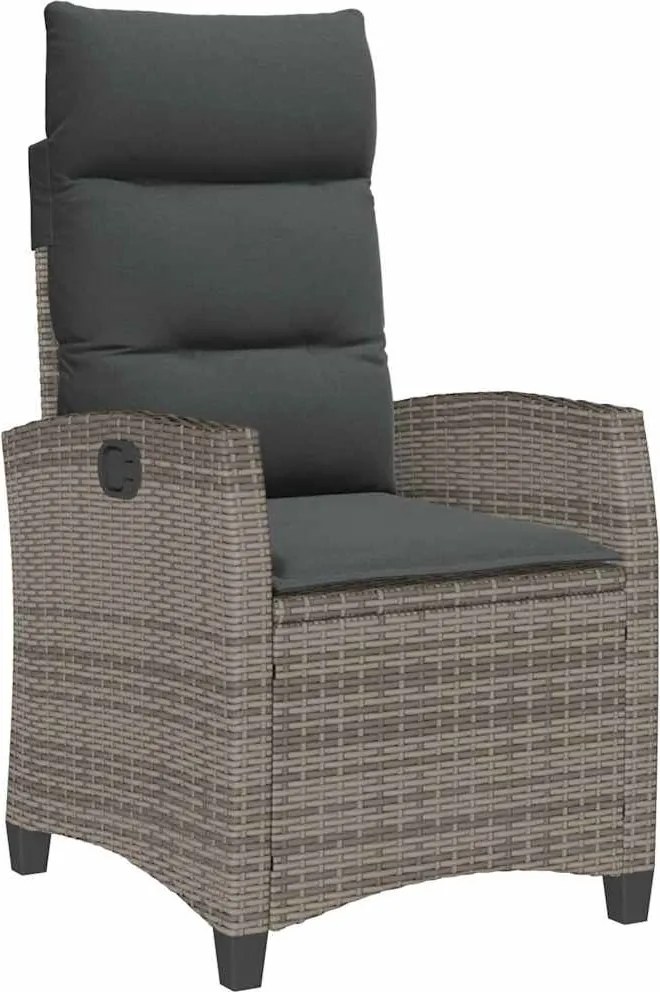 vidaXL szürke polyrattan fekvő kerti szék oldalsó asztallal