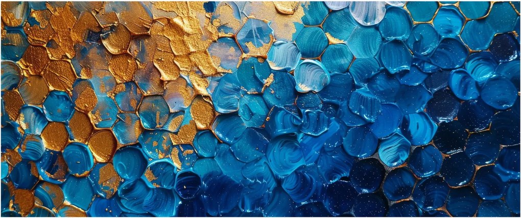 Kép - Kék-arany festmény (120x50 cm)