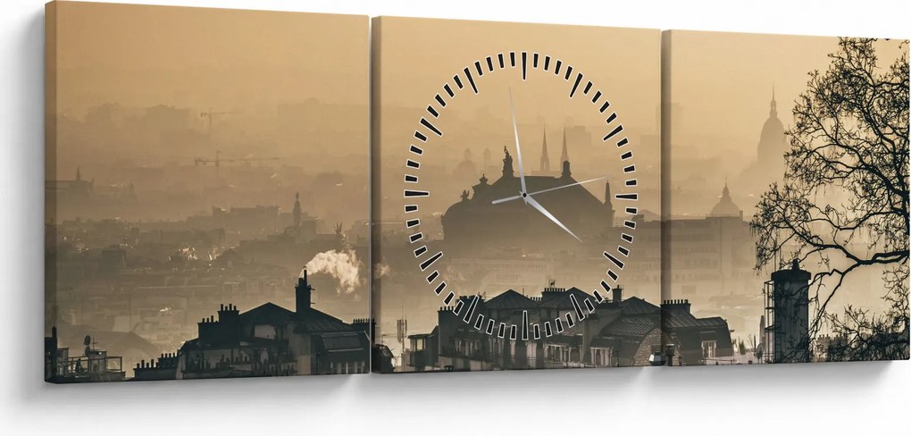 Kép - Város köd alatt (órával) (90x30 cm)