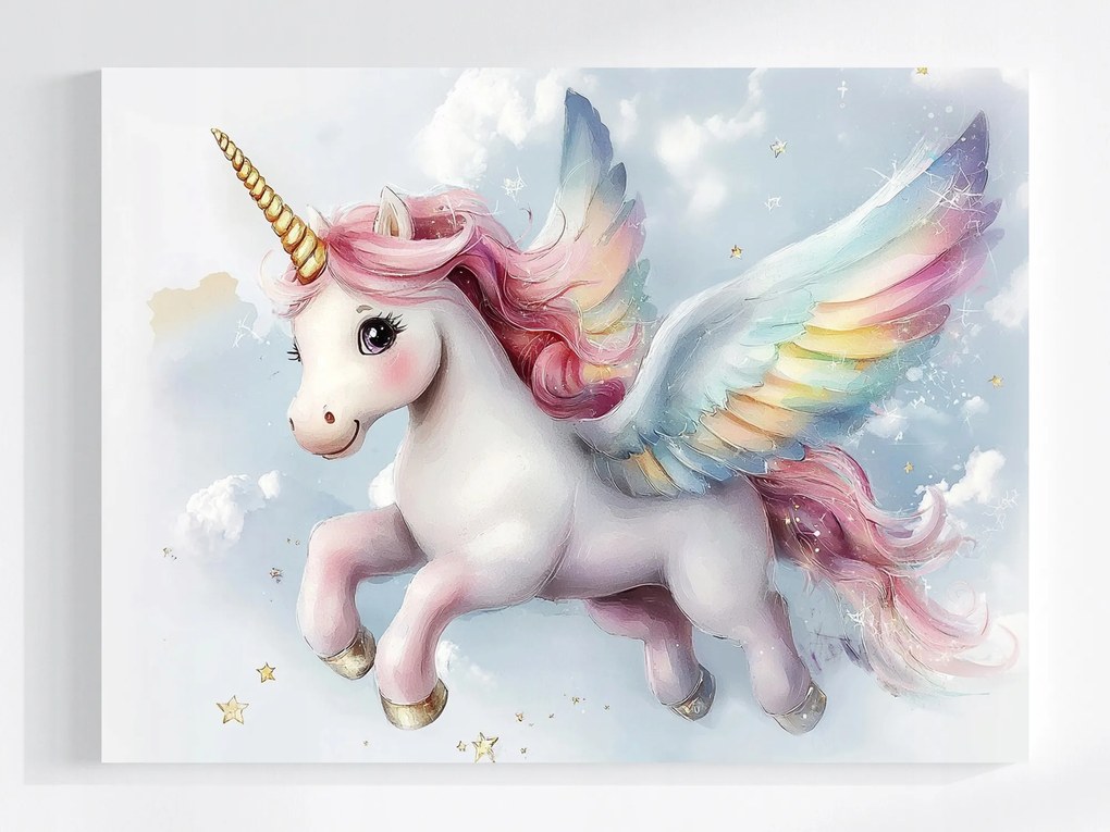 Vászonkép Canvas Ég Csillag Unikornis Fantázia Mese Fekete 80x60