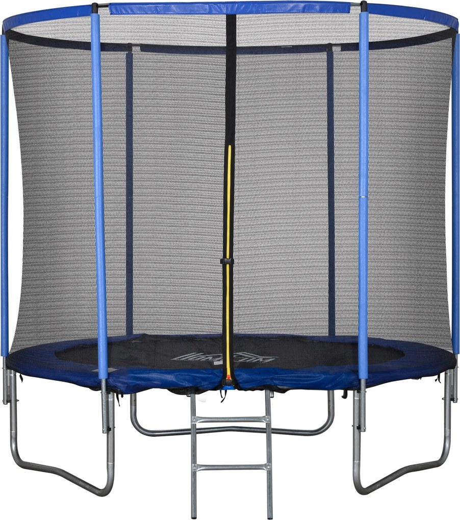 HOMCOM Kültéri Trambulin, Rugós Szőnyeg Gyermekeknek és Felnőtteknek, Biztonsági Hálóval, Lépcsővel és Párnázott Peremmel, Kert és Otthoni Játékok, Ø2