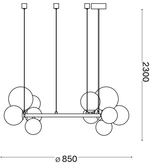 Ideal Lux - LED Csillár zsinóron PERLAGE 14xG9/3W/230V átm. 85 cm fekete/füstös