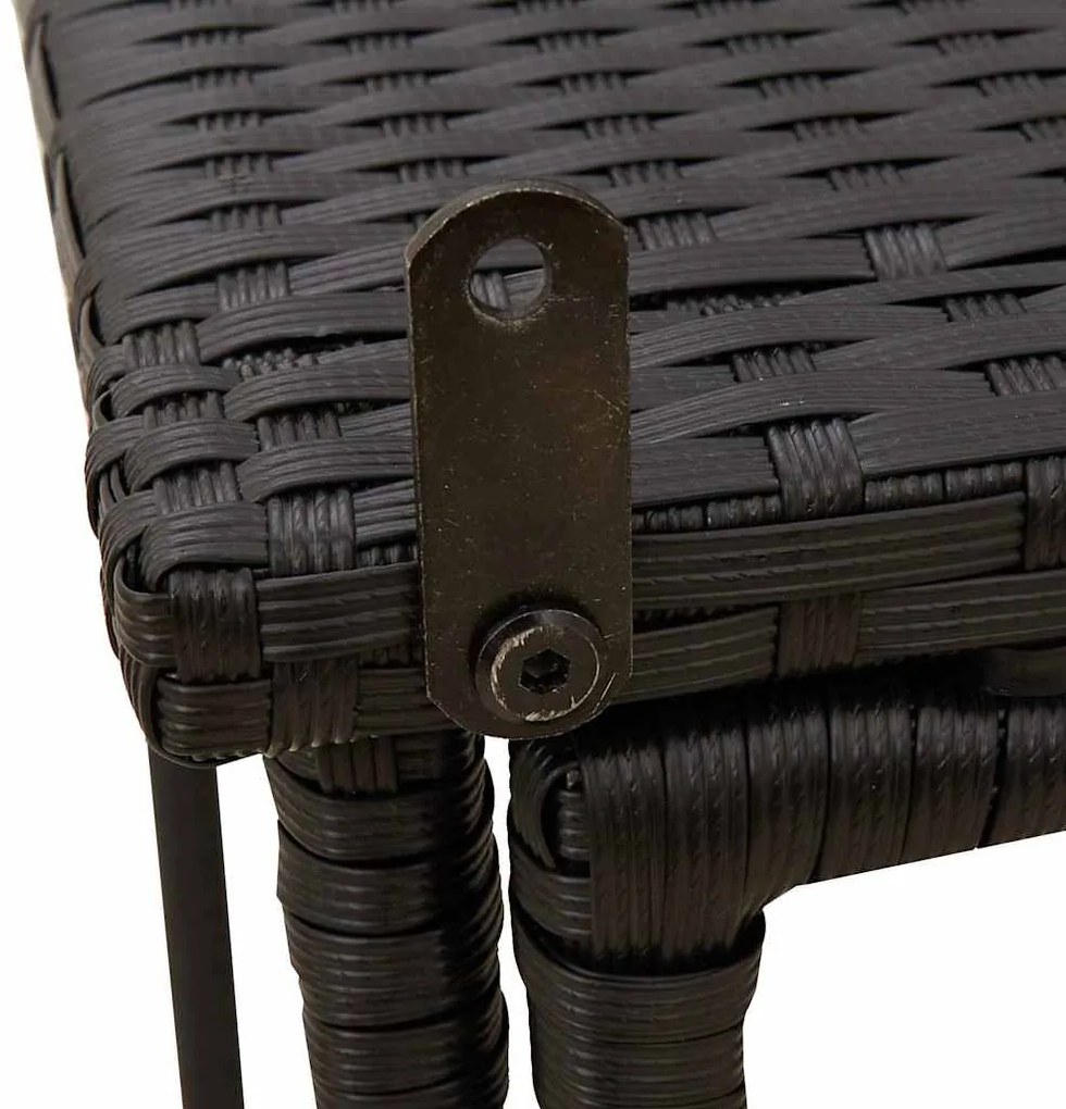 fekete polyrattan összecsukható kerti asztal 90x51x75 cm