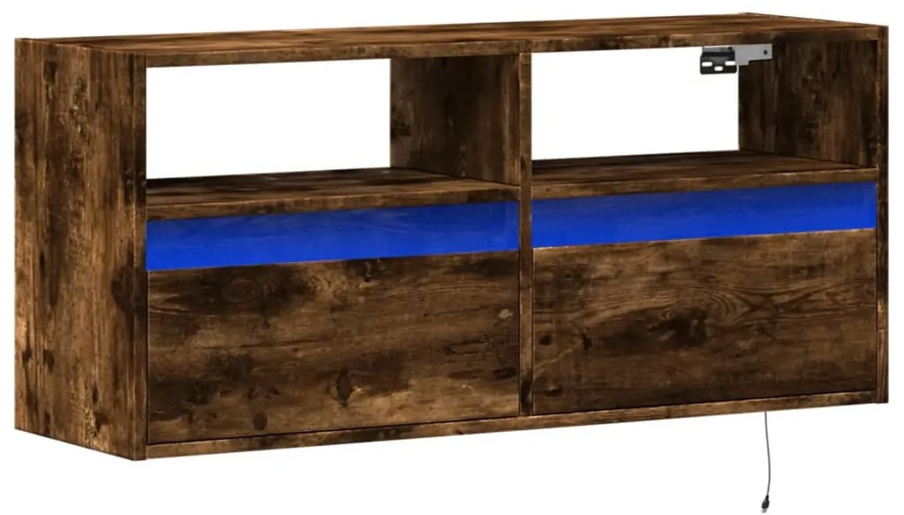 füstös tölgy színű fali TV-szekrény LED-ekkel 100x31x45 cm