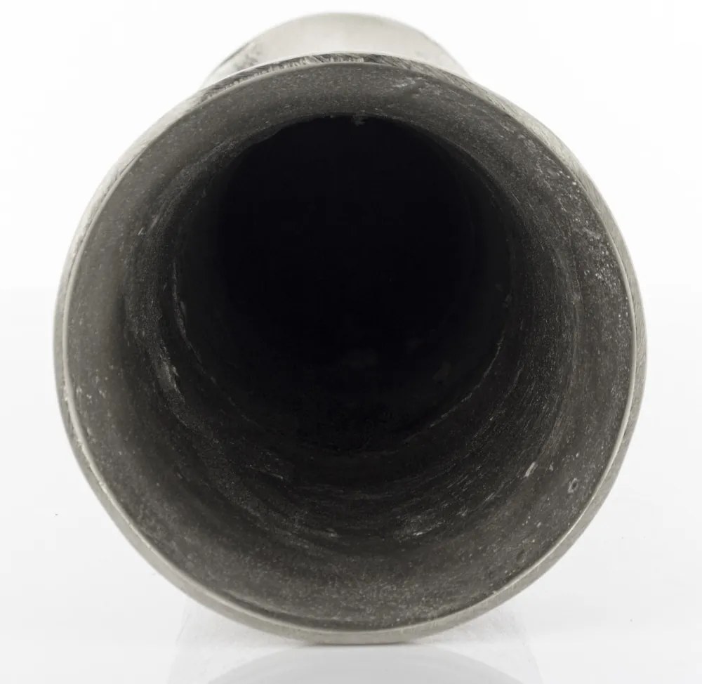 Loyd design magas ezüstszín hengeres fodros fém serleg kerek kecses talppal 73,5x16x16cm