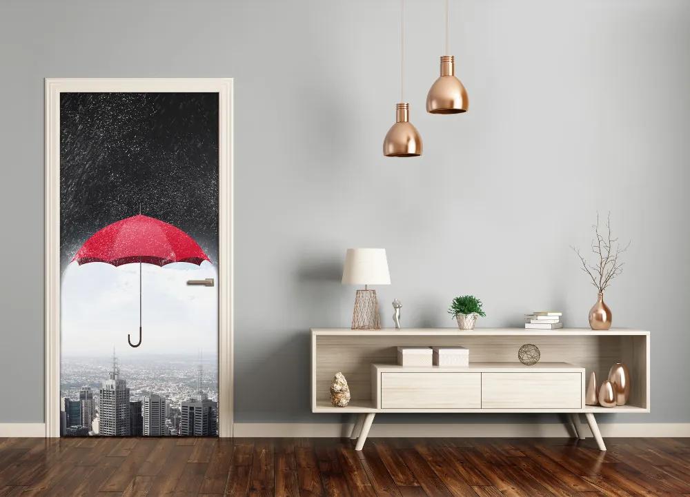 Ajtóposzter öntapadós Umbrella a város felett 75x205 cm