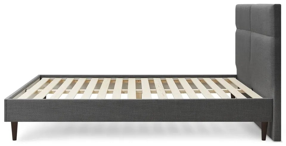 Fekete kárpitozott franciaágy ágyráccsal 180x200 cm Elyna – Bobochic Paris