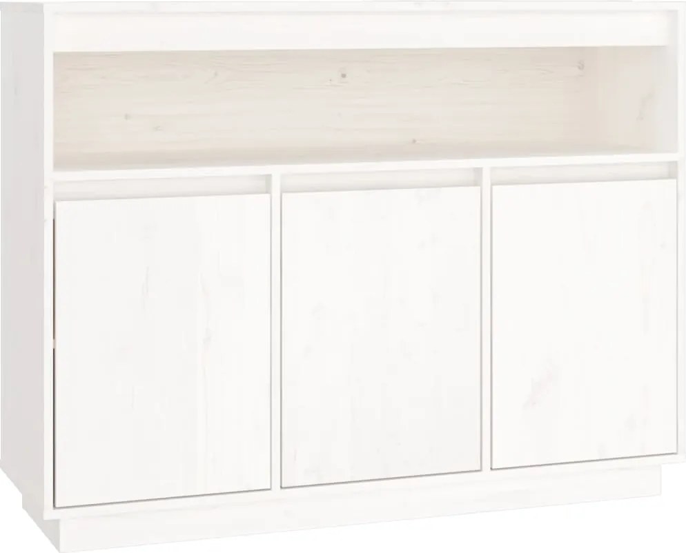 vidaXL fehér tömör fenyőfa tálalószekrény 104,5x34x80 cm