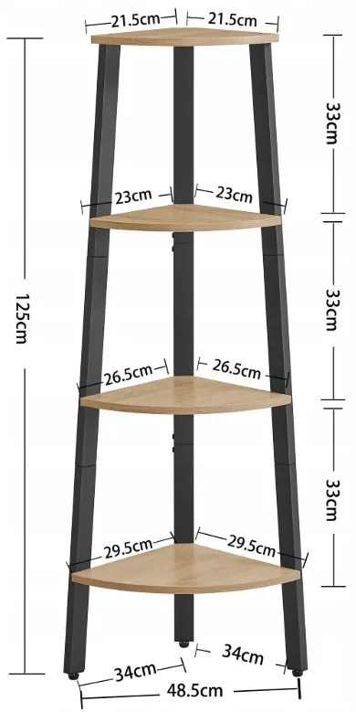 Sarokpolc TAYLOR SONOMA 4 polc, 125x34cm