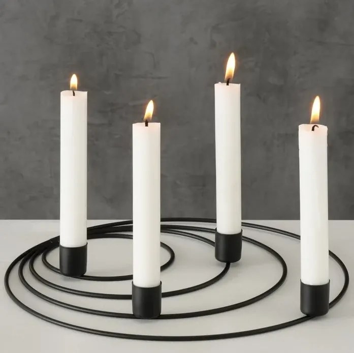 Adventi fém gyertyatartó WREATH fekete