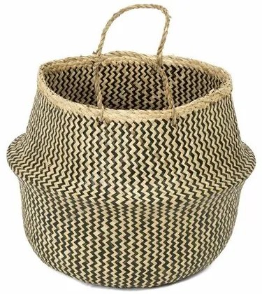 Compactor Belly kötött tengeri fűből készült tárolókosár, 45 x 36 cm, fekete, L