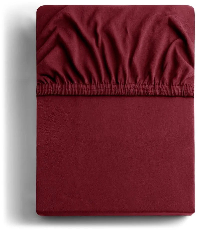 Borvörös gumis jersey lepedő 90x200 cm Amber – Restilo