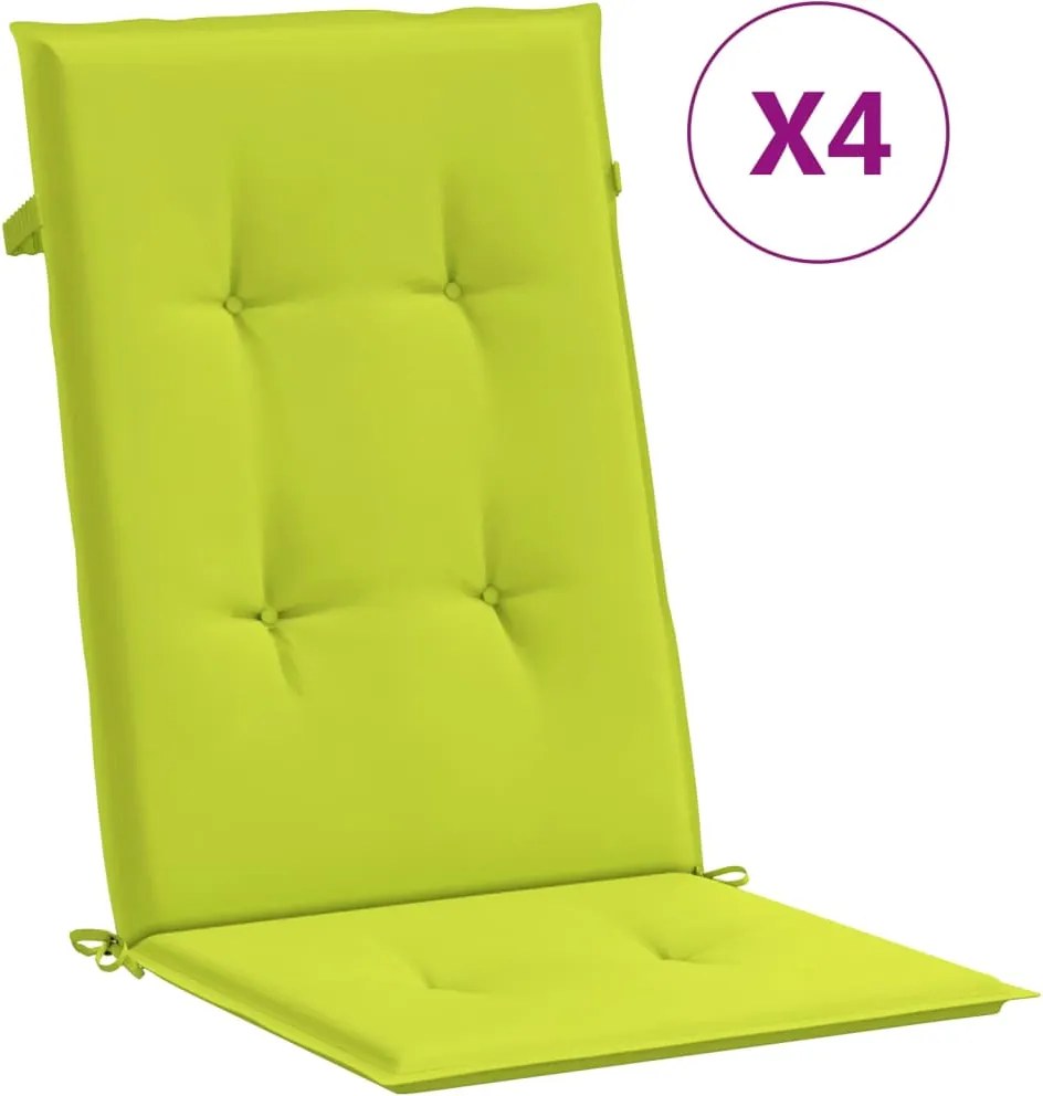vidaXL 4 db élénkzöld szövet magas háttámlájú székpárna 120x50x3 cm