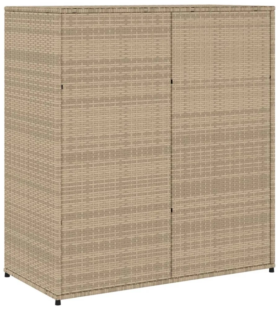 bézs polyrattan kerti tárolószekrény 105 x 55 x 113 cm