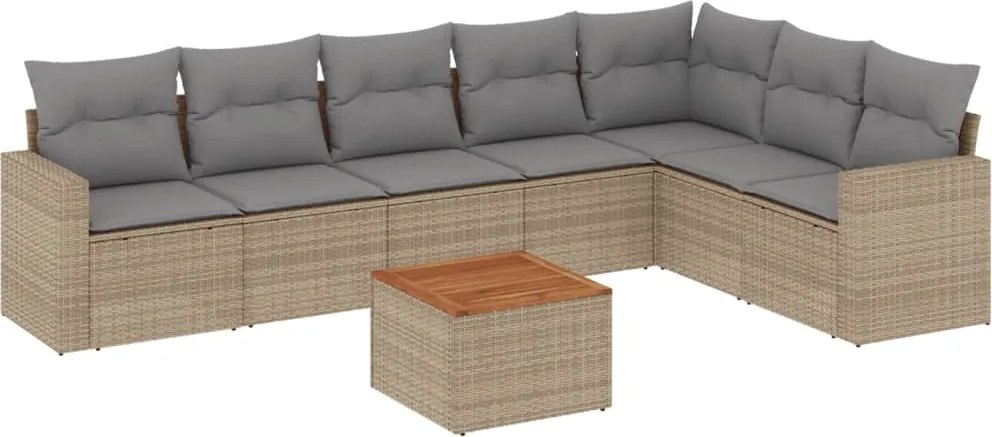 vidaXL 8 részes vegyes bézs polyrattan kerti ülőgarnitúra párnákkal
