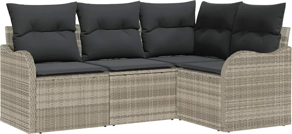 vidaXL Kerti Kanapé Szett 4 pcs Világosszürke polirattan