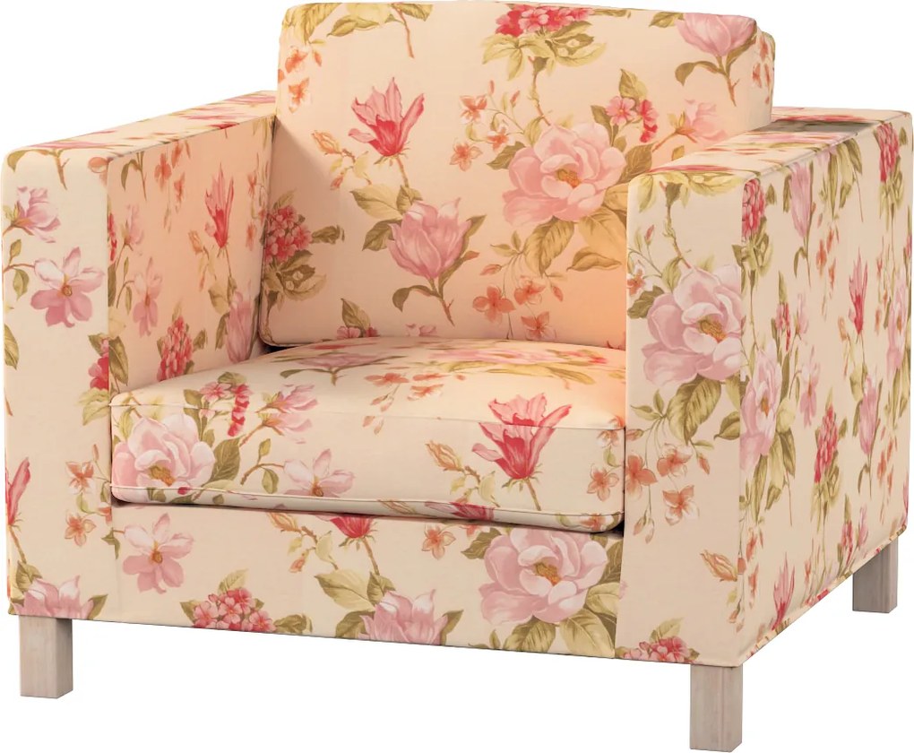 Karlanda Ikea fotelhuzat, nagy virágok, krémszínű háttér