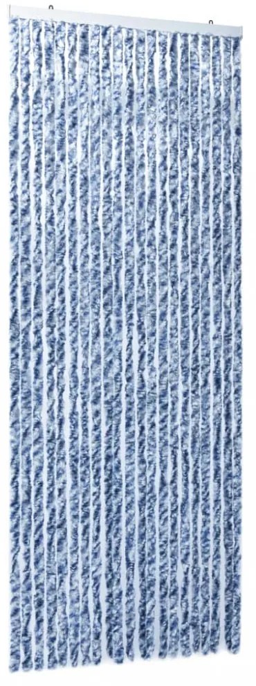 kék, fehér és ezüstszínű zsenília rovarfüggöny 90 x 220 cm