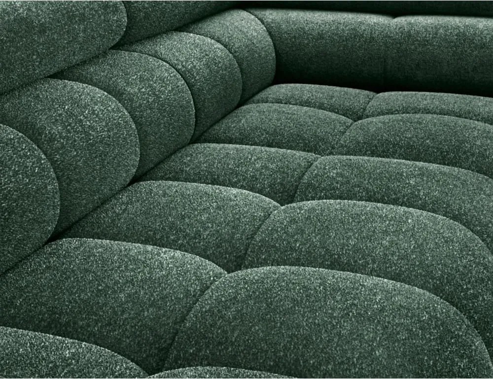 Zöld buklé kinyitható-tárolóhelyes sarokkanapé (jobb oldali-L alakú) Ferucce – ELTAP