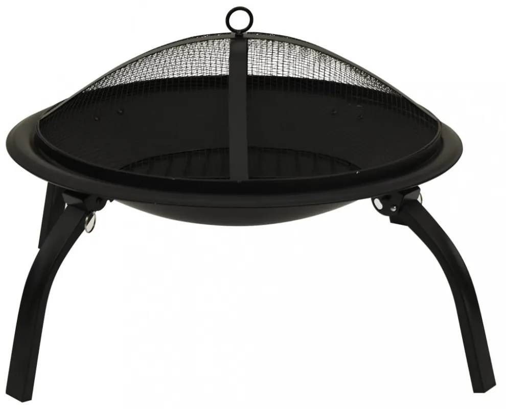 2 az 1-ben acél tűztál és grillező piszkavassal 56 x 56 x 49 cm