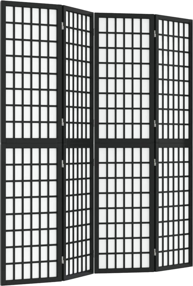 vidaXL 4 paneles fekete japán stílusú összecsukható paraván 160x170 cm
