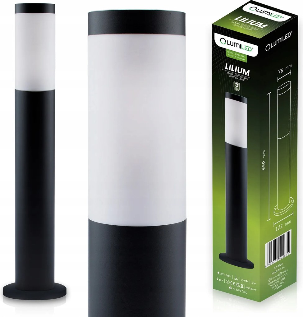 Kültéri Kerti Lámpa E27-es izzóhoz Kerti Oszlop 65cm Led lámpatest