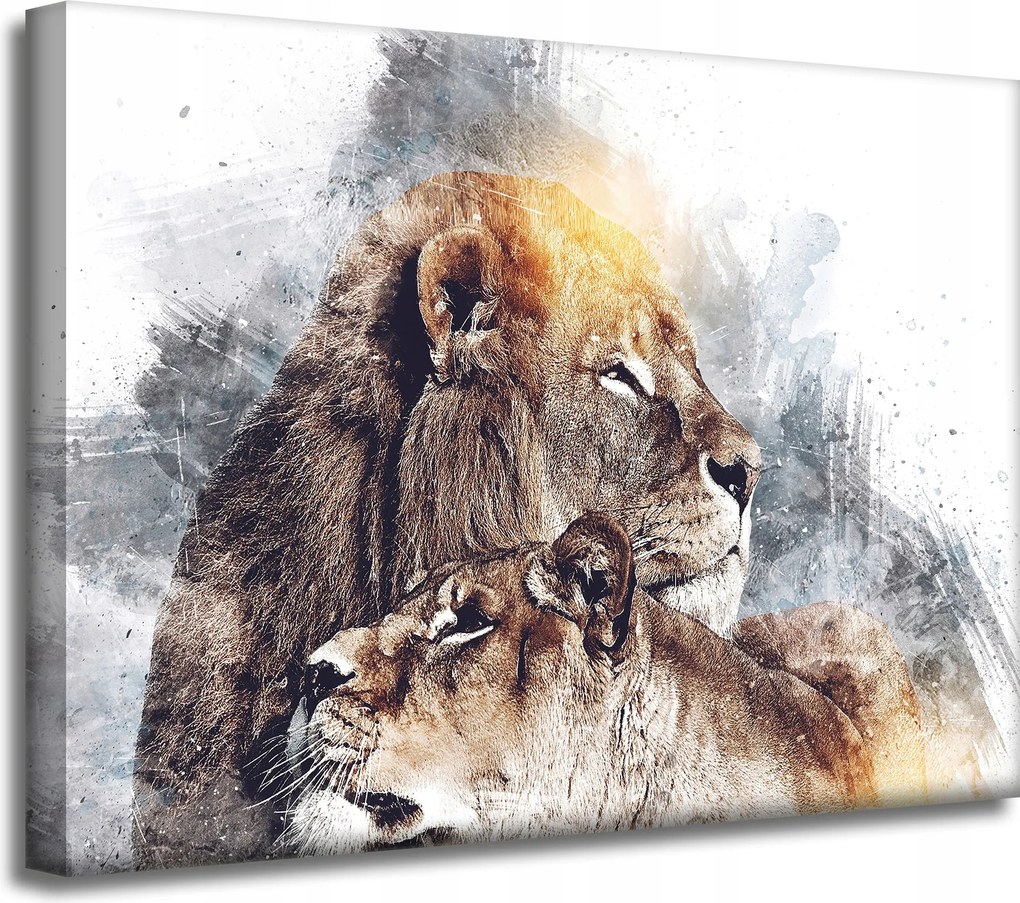Vászonkép Modern Művészet Oroszlán pár Természet 40x30 cm