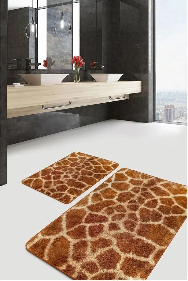 Barna bársony fürdőszobai kilépő szett 2 db-os 60x100 cm – Mila Home