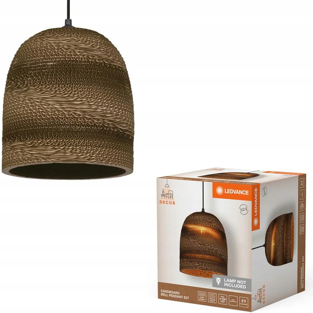 Mennyezeti Lámpa Függő Dekoratív E27 Túlnyúlás Barna Karton Dekor Ledvance