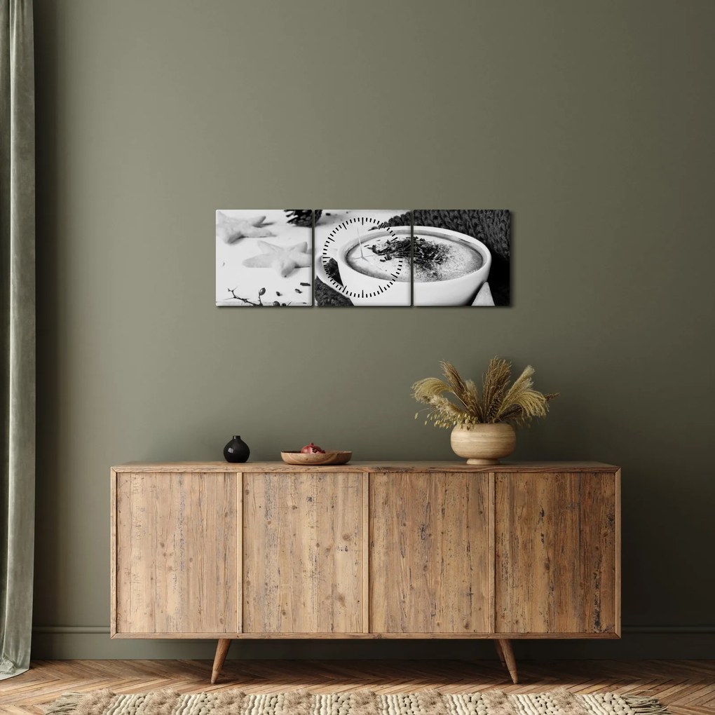 Kép - Téli cappuccino (órával) (90x30 cm)