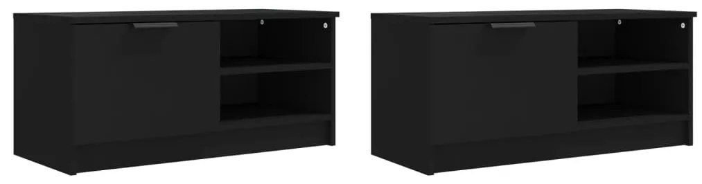2 db fekete szerelt fa TV-szekrény 80 x 35 x 36,5 cm