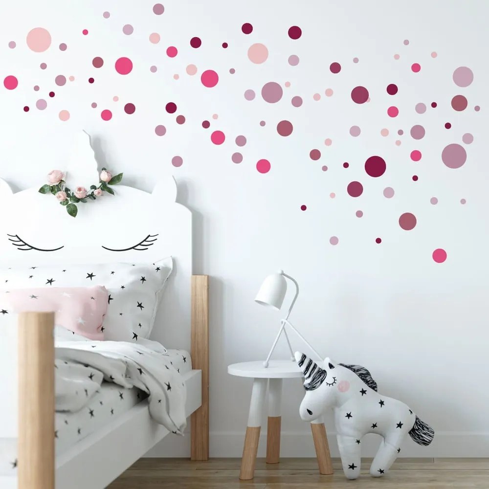 Round Stickers 100 db-os rózsaszín falmatrica szett - Ambiance
