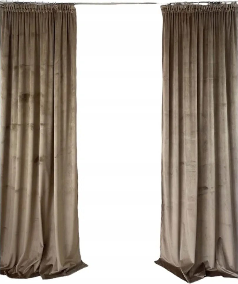 Készfüggöny 140x230, velúr, sötét bézs , alagút, békák, szalagos