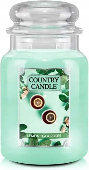 Lemon Tea &amp; Roses Country Candle nagy illatgyertya két kanóccal