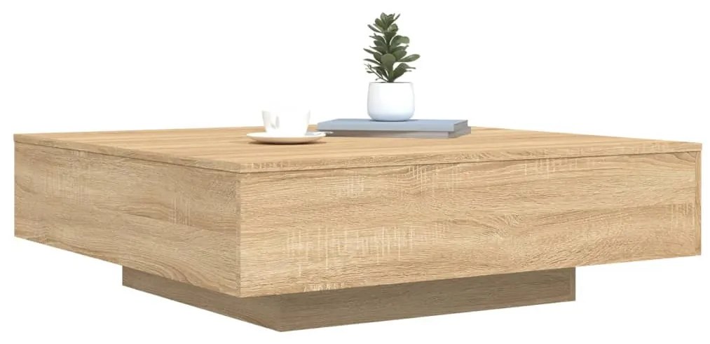 Sonoma tölgy színű dohányzóasztal LED-lámpákkal 100x100x31 cm