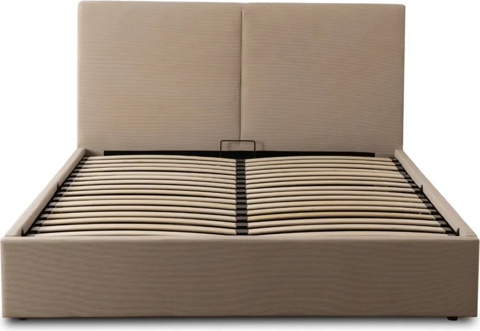 Ágy 160x200 cm méretben, ágyneműtartóval, bézs színben, kordbársony kárpittal MARSYLIA