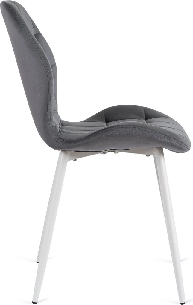 Szék szürke színben, fehér lábakkal, bársony kárpittal. LUCKY