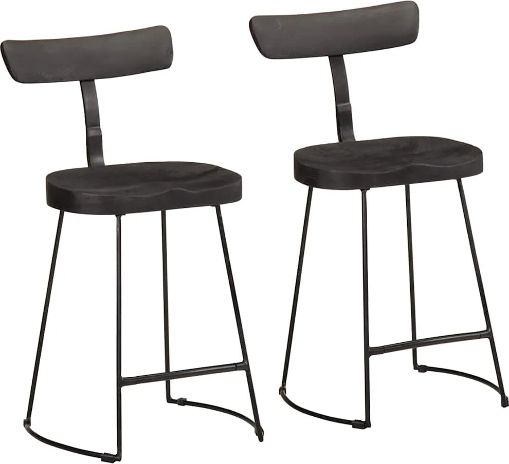 vidaXL 2 db fekete tömör mangófa bárszékek 49x43x79 cm