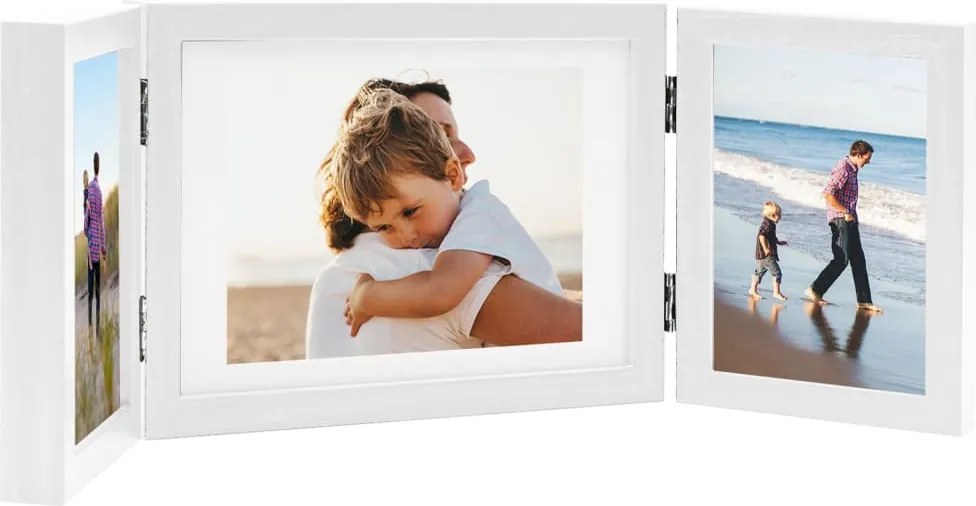 vidaXL fehér háromszárnyas fényképkeret 22x15 cm + 2x(10x15 cm)