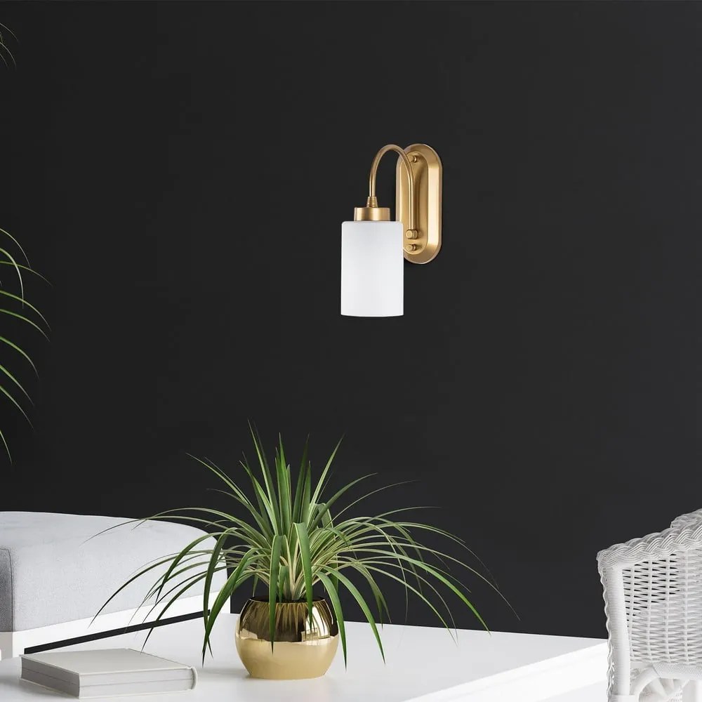 Fehér-aranyszínű fali lámpa ø 10 cm Hemikilo – Opviq lights