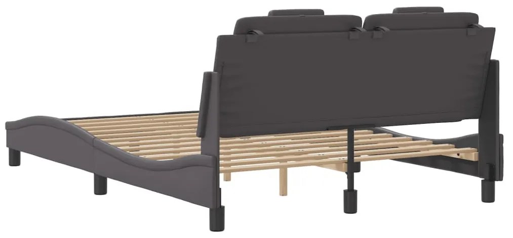 szürke műbőr ágykeret Viana matrac nélkül 140 x 200 cm