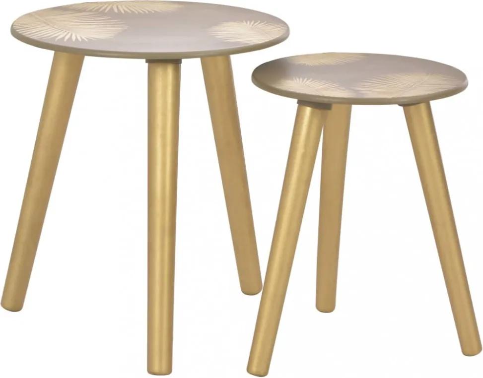 2 db aranyszínű mdf egymásba rakható asztal 40x45/30x40 cm