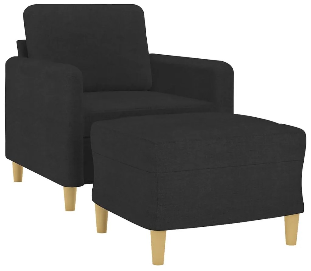 fekete szövet kanapéfotel lábtartóval 60 cm