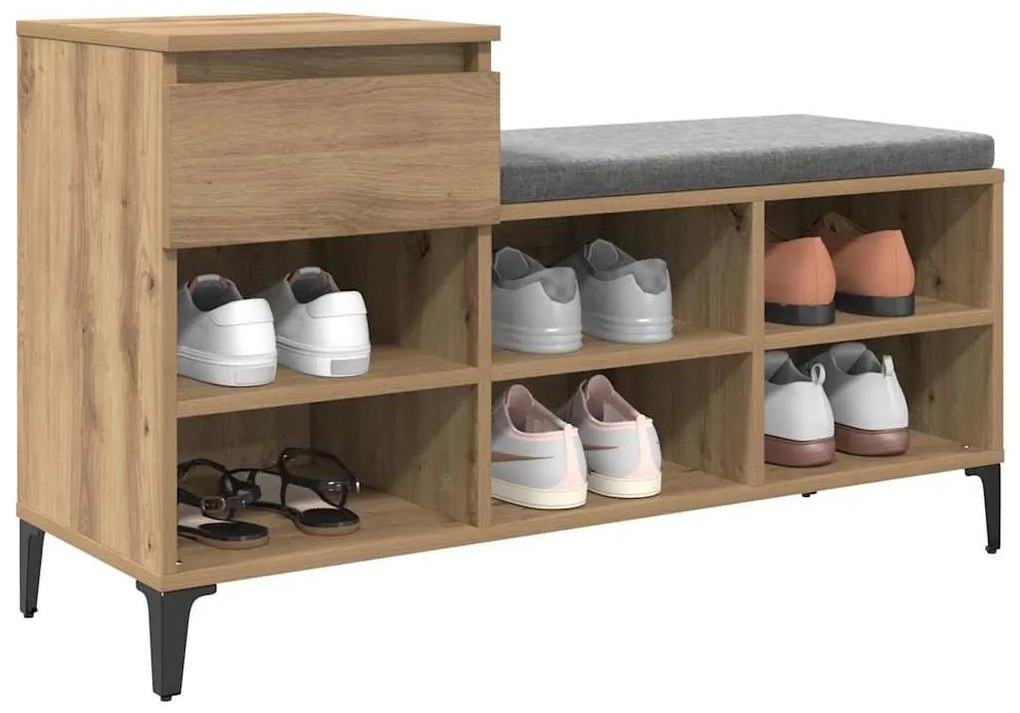 Cipőszekrény fiókkal kézműves tölgy 102 x 36 x 60 cm Faanyag