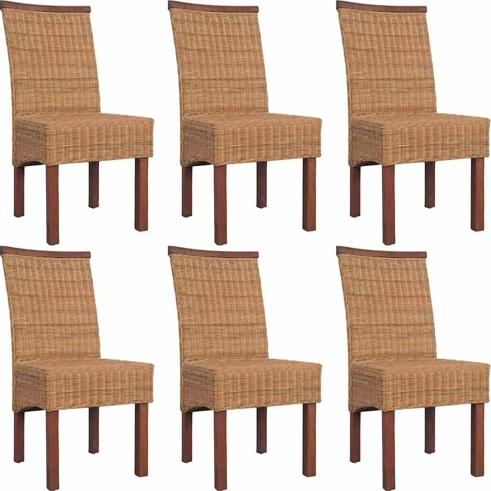vidaXL 6 db barna természetes rattan étkezőszék