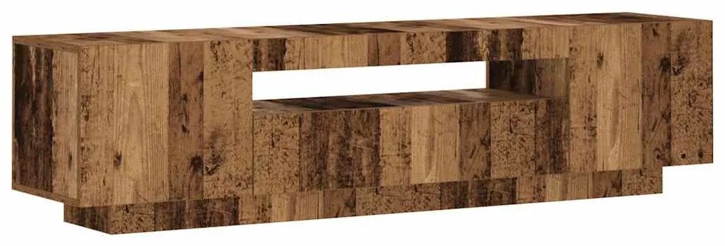 antik fa színű szerelt fa TV-szekrény LED-ekkel 160x35x40 cm